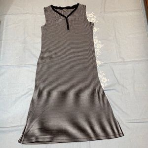 TALBOTS Jersey Knit Tank Dress LGE B &W Stripe
